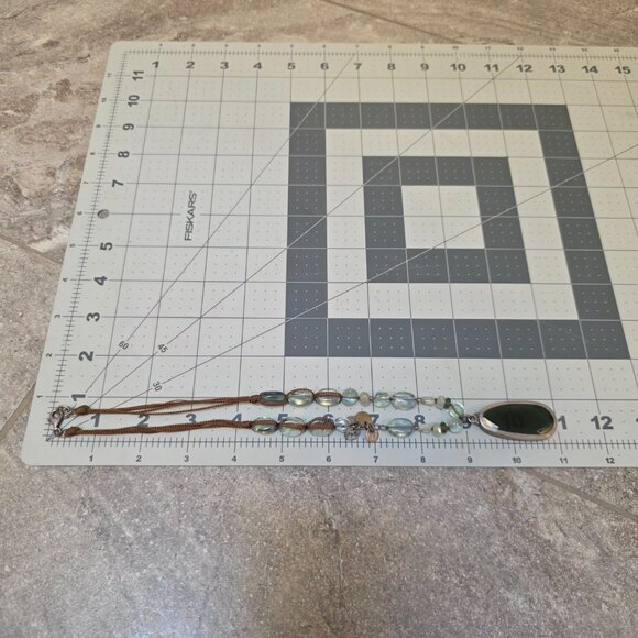 Retired Silpada Green Glass Silver Necklace vintage - Picture 6 of 8